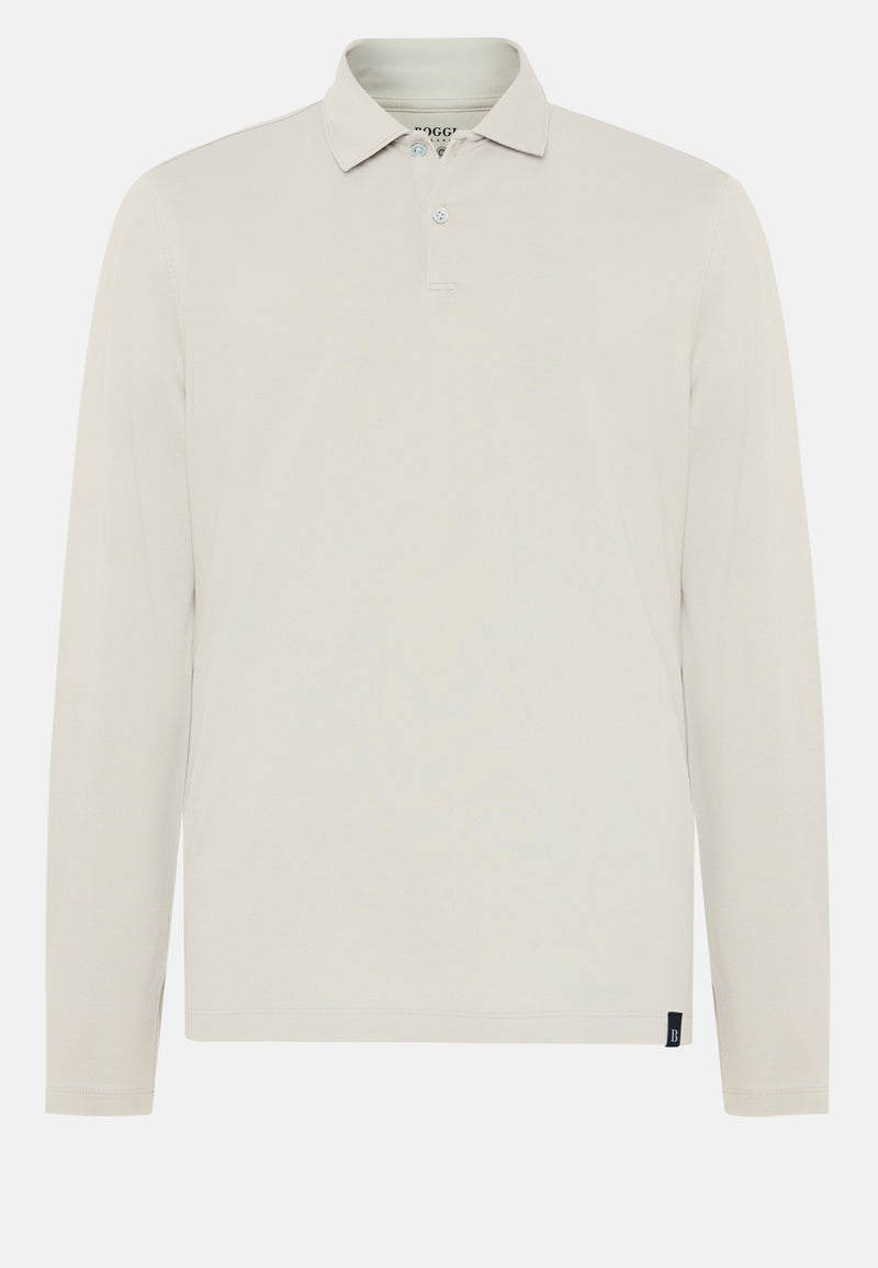 Beige Polo In Sustainable Performance Pique