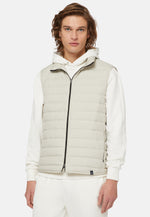 Beige Goose Down Recycled Fabric Waistcoat