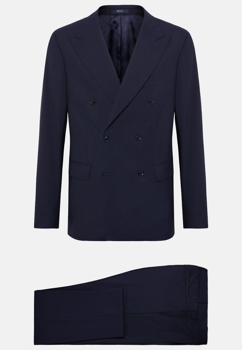 Navy Double-Breasted Houndstooth Suit