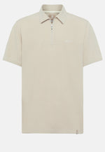 Beige Organic Cotton Blend Pique Polo Shirt