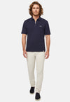 Navy Organic Cotton Blend Pique Polo Shirt