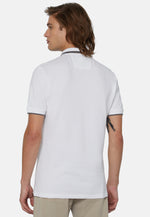 White Organic Cotton Blend Pique Polo Shirt