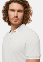 Grey Organic Cotton Blend Pique Polo Shirt