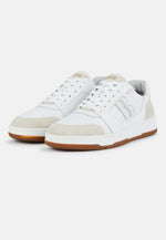 White Leather Trainers With Large Logo