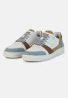 Beige and Sky Blue Leather Trainers