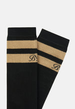 Black Double Striped Socks In A Cotton Blend
