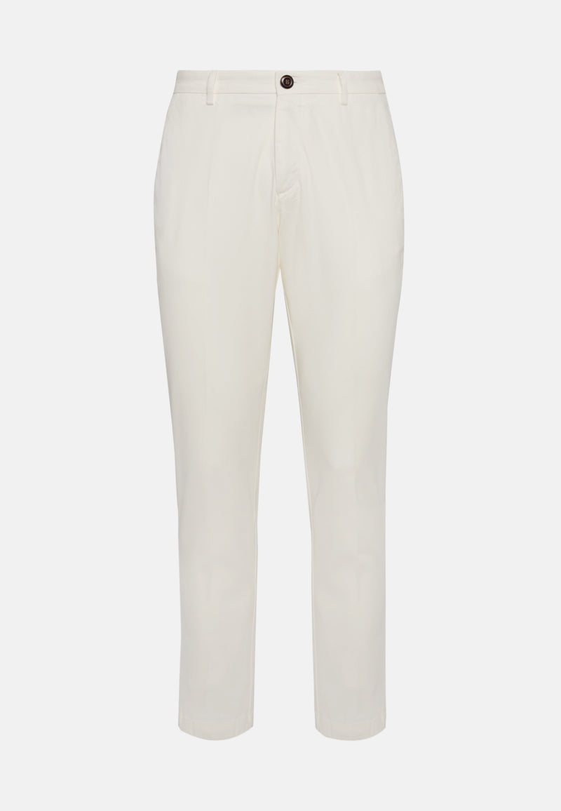 White Stretch Cotton Trousers