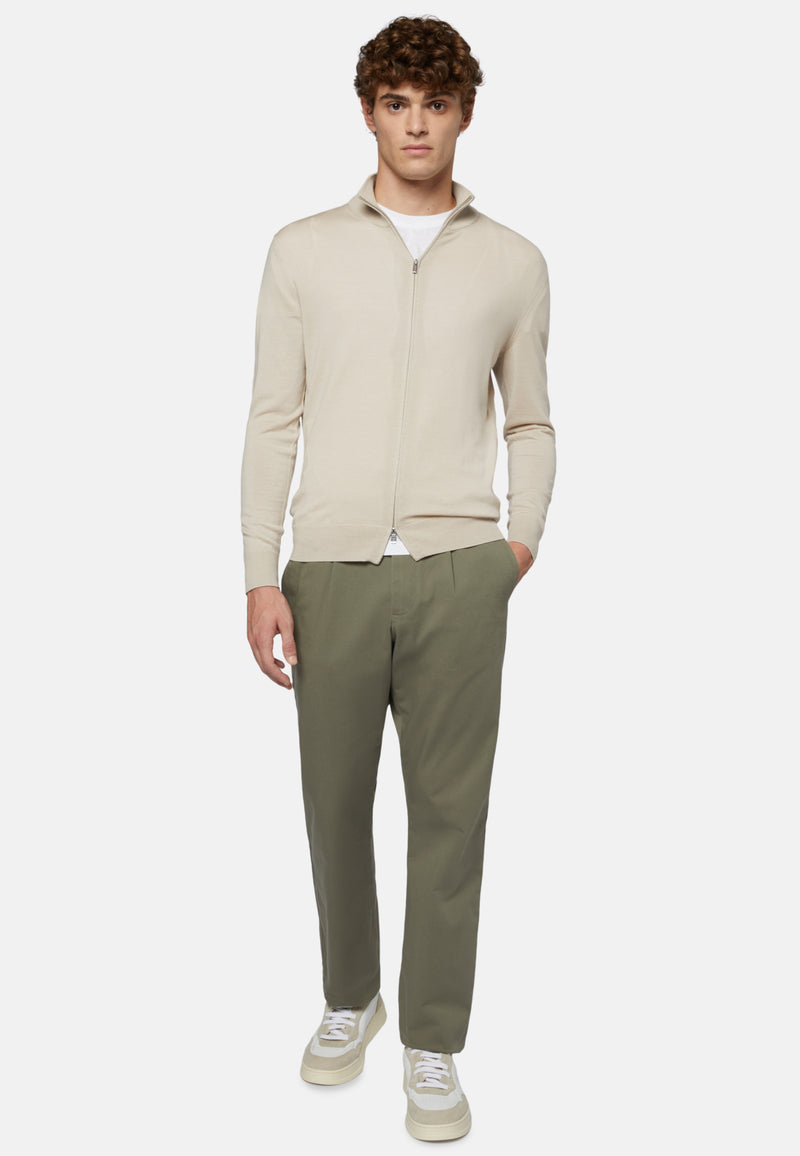 Green Stretch Cotton Trousers