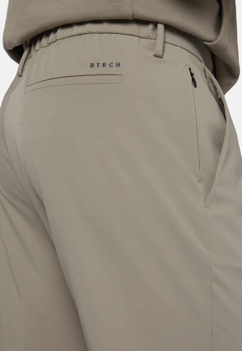 Beige B-Tech Stretch Nylon Trousers