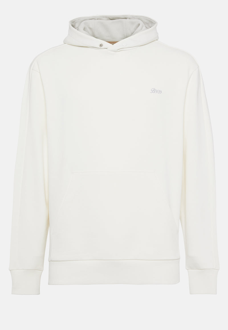 White Hooded Sweatshirt In Organic Cotton Blend