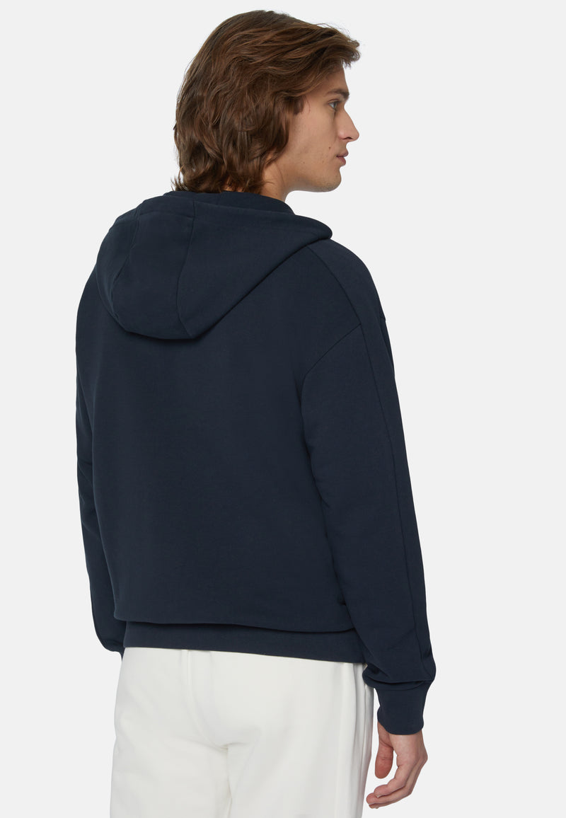 Navy Full Zip Cotton Blend Sweatshirt
