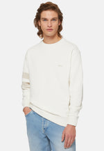White Crew Neck Sweatshirt In Organic Cotton Blend