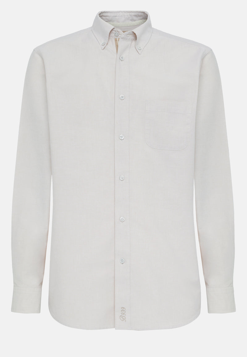 Beige Shirt In Organic Oxford Cotton