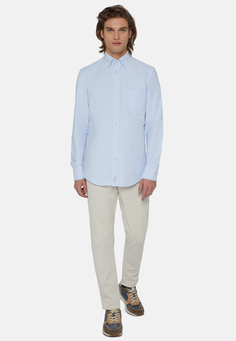 Blue Shirt In Organic Oxford Cotton