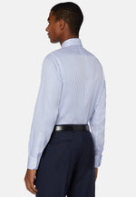 Blue Slim Fit Royal Striped Cotton Twill Shirt