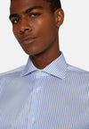 Blue Slim Fit Royal Striped Cotton Twill Shirt