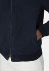 Navy Bomber Jacket In Genuine Suede Leather