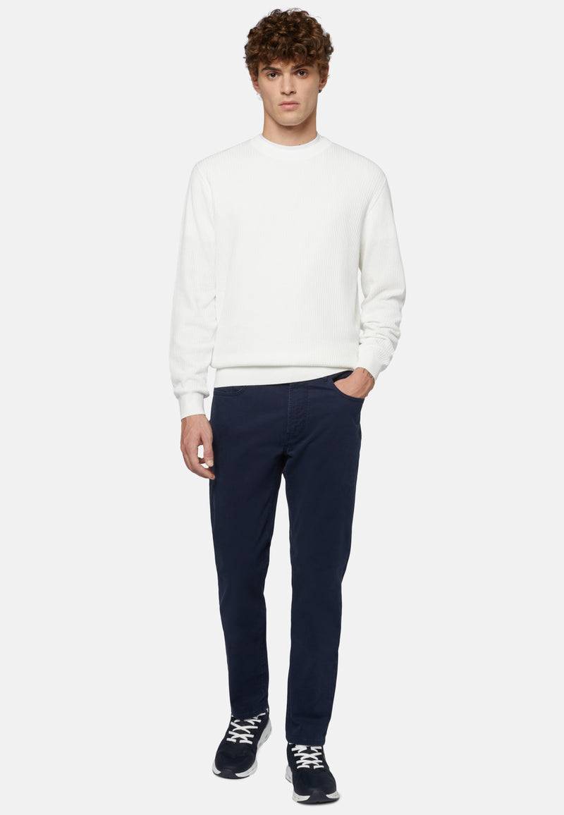 White Crew Neck Cotton Jumper