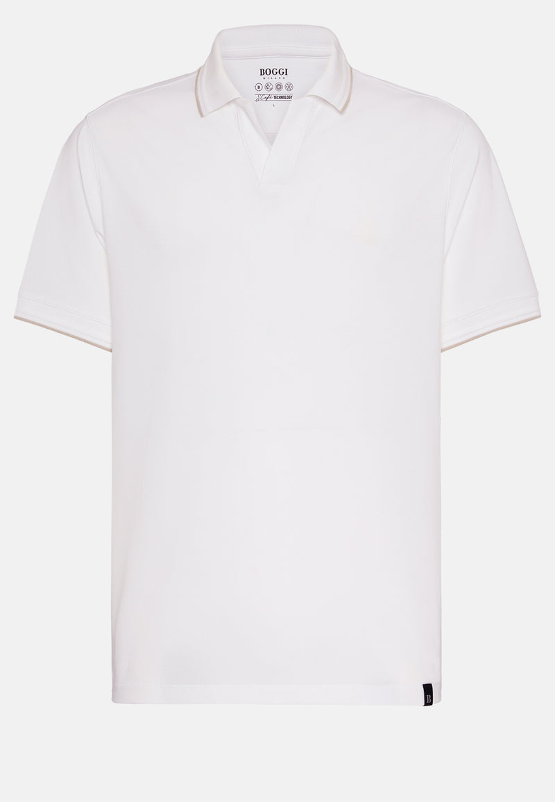 White High-Performance Pique Polo Shirt
