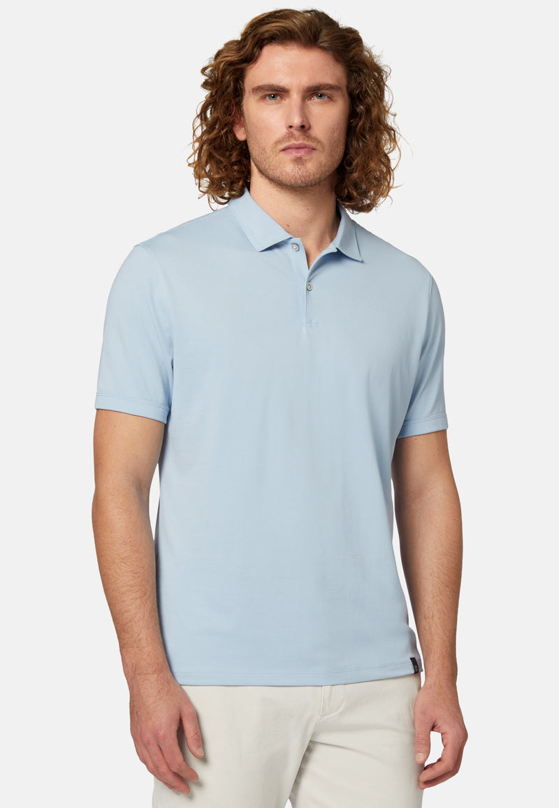 Blue High-Performance Pique Polo Shirt