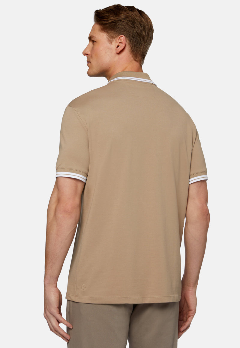 Beige High-Performance Fabric Polo Shirt