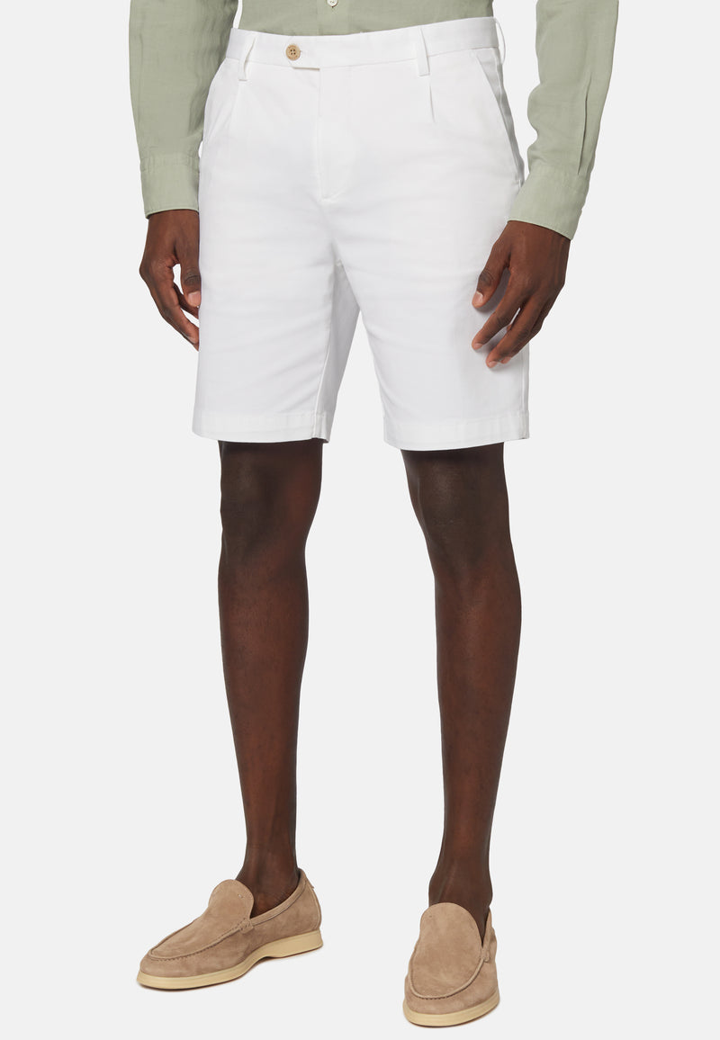 White Stretch Bermuda Shorts