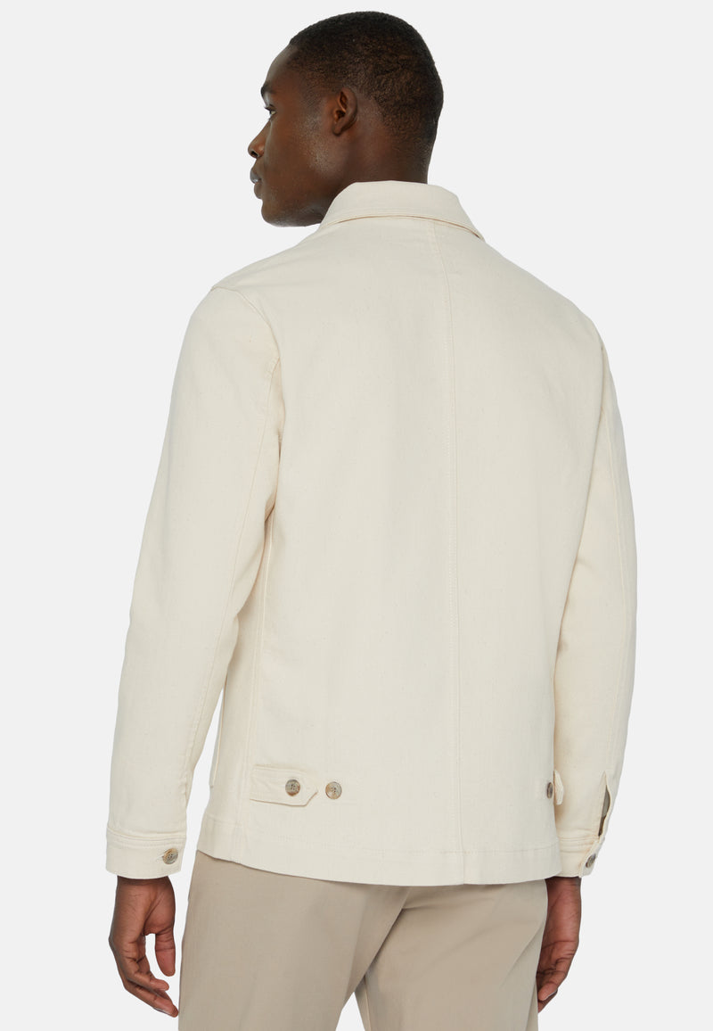 Cream Cotton Shirt Jacket