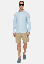 Beige Cotton Linen Bermuda Shorts