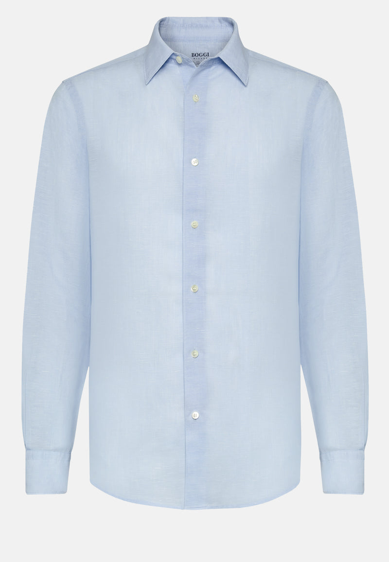 Blue Regular Fit Tencel Linen Shirt