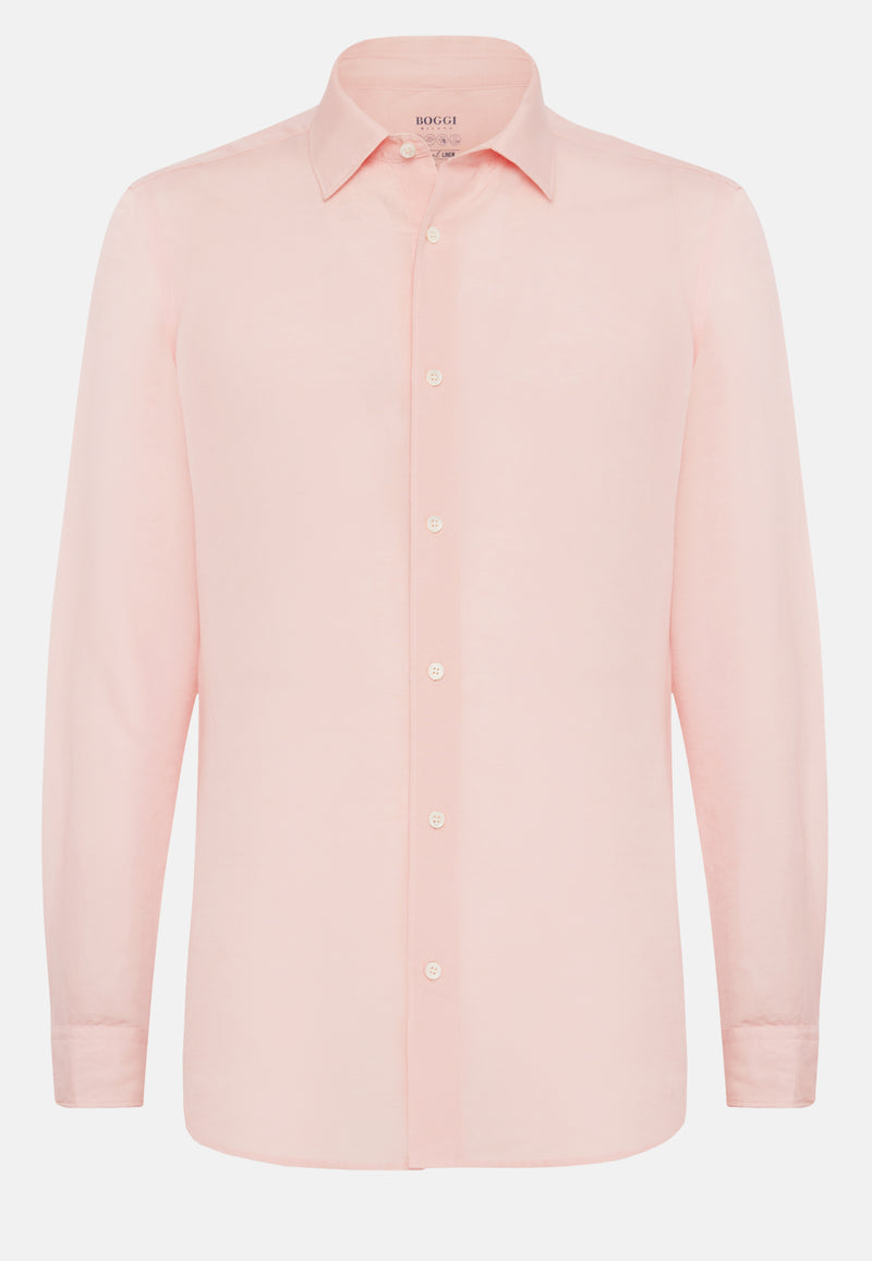 Pink Regular Fit Tencel Linen Shirt