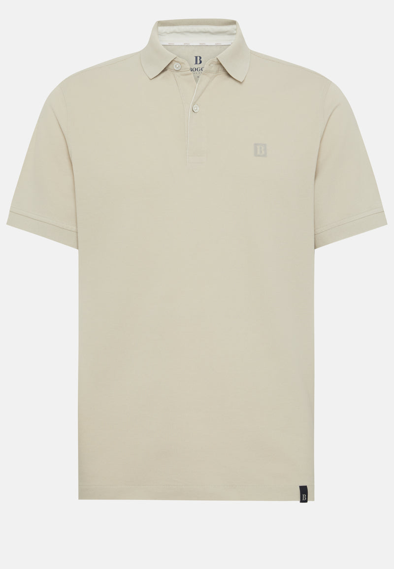 Beige Cotton Pique Polo Shirt