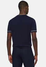 Navy Cotton Crepe Knit T-Shirt