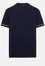 Navy Cotton Crepe Knit T-Shirt