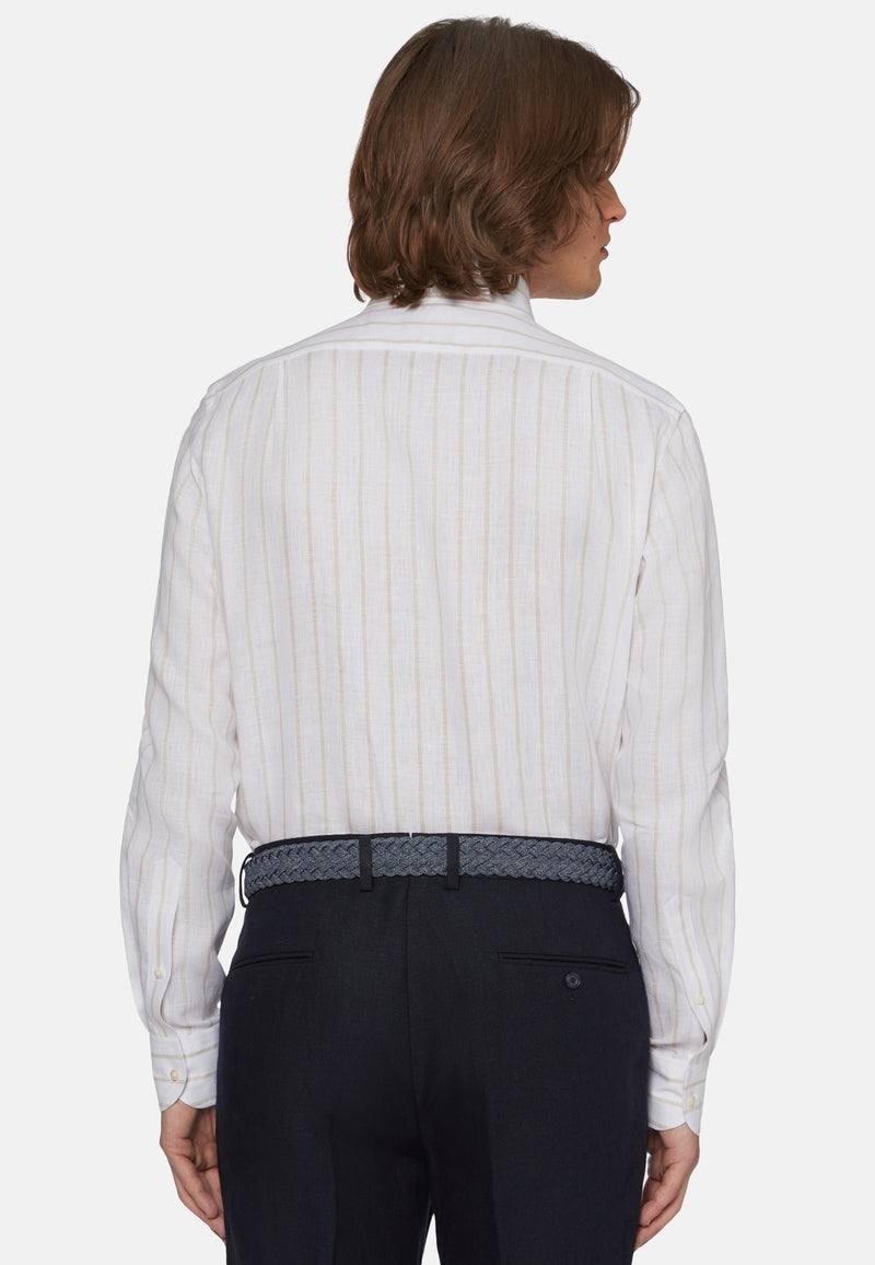 Beige Striped Linen Shirt