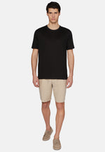 Black Stretch Linen Jersey T-Shirt