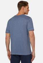 Blue Stretch Linen Jersey T-Shirt