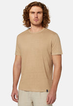 Beige Stretch Linen Jersey T-Shirt
