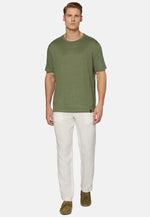Green Stretch Linen Jersey T-Shirt
