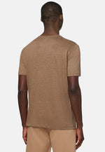 Brown Stretch Linen Jersey T-Shirt