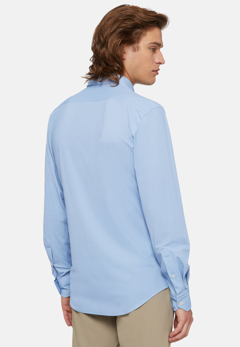 Blue Slim Fit Shirt In Stretch Nylon