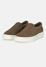 Slip-Ons in Taupe Suede Leather