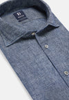 Blue Cotton And Linen Denim Shirt