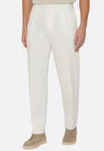 White Cotton Linen Trousers