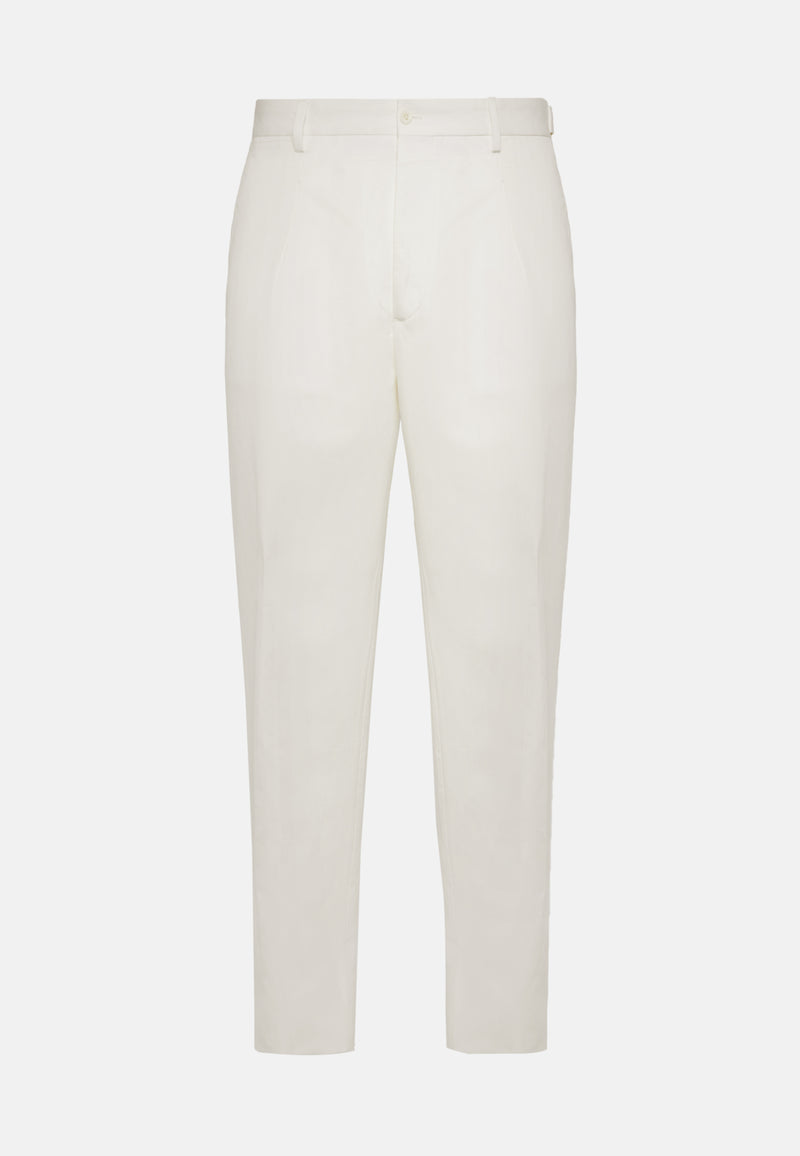 White Cotton Linen Trousers