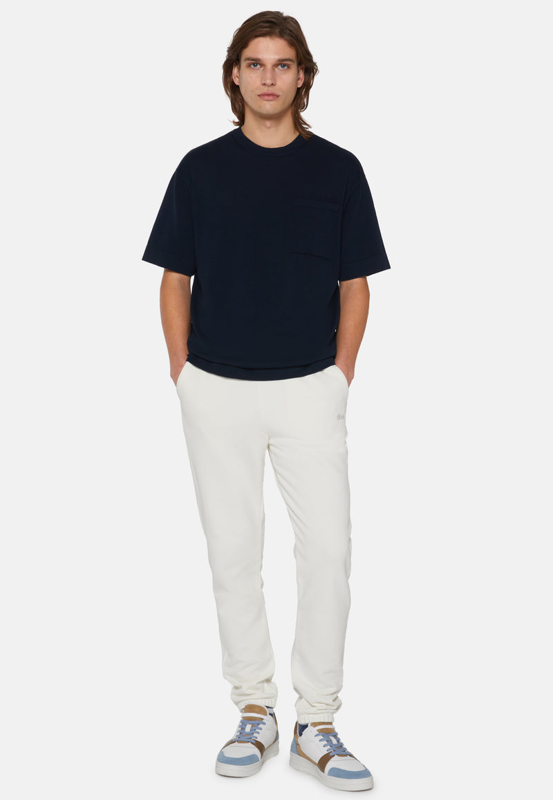Navy Pima Cotton Knitted T-Shirt