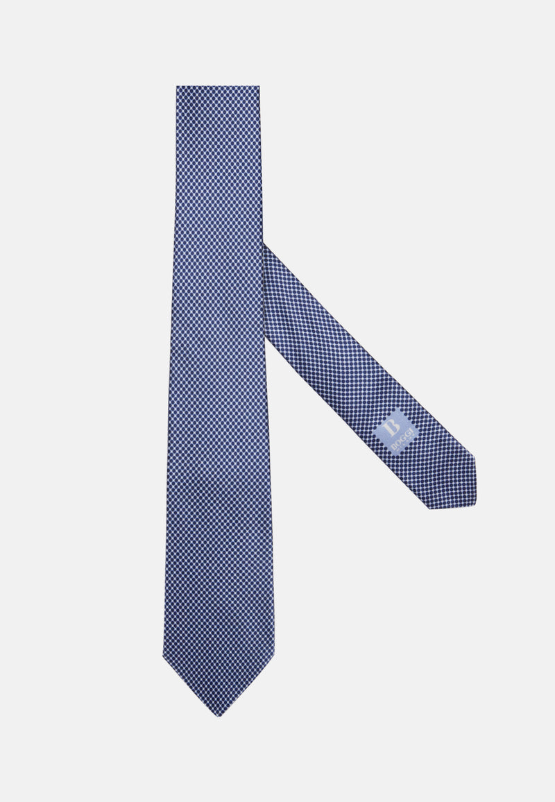 Navy Printed Silk Ceremony Tie