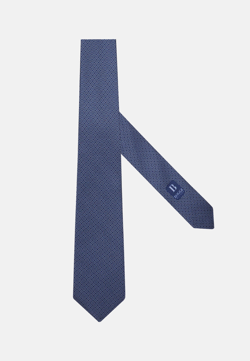 Blue Micro Patterned Silk Tie