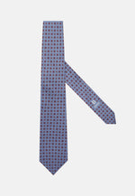 Blue Geometric Patterned Silk Tie