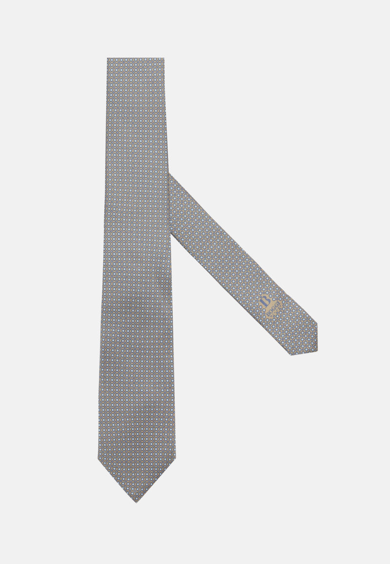Grey Floral Silk Tie
