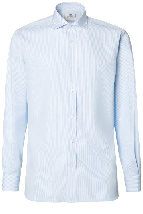 Blue Two Ply Popeline Cotton Shirt